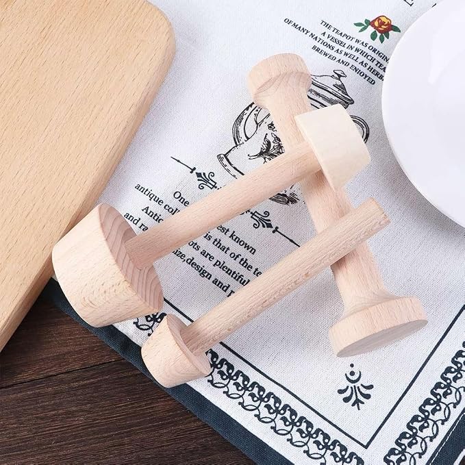 Pokinge 3PCS Wooden Egg Tart Tampers Dough Press Eggtart Mould, Double Sided Egg Tart Pusher Shaping Baking Portable Eggtart Mould DIY Baking Gadgets