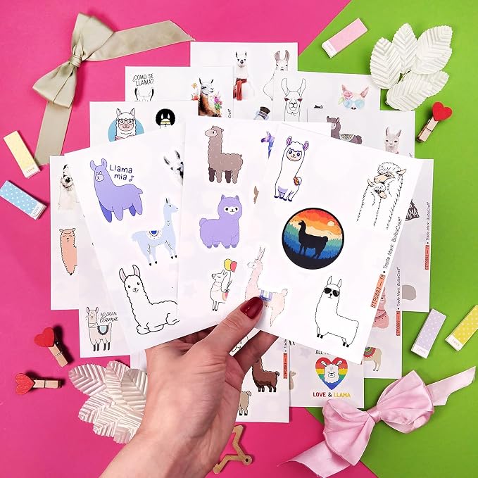 BulbaCraft 100Pcs Llama Stickers for Water Bottles & Laptop Decals - Llama Party Supplies, Gifts for Women & Men