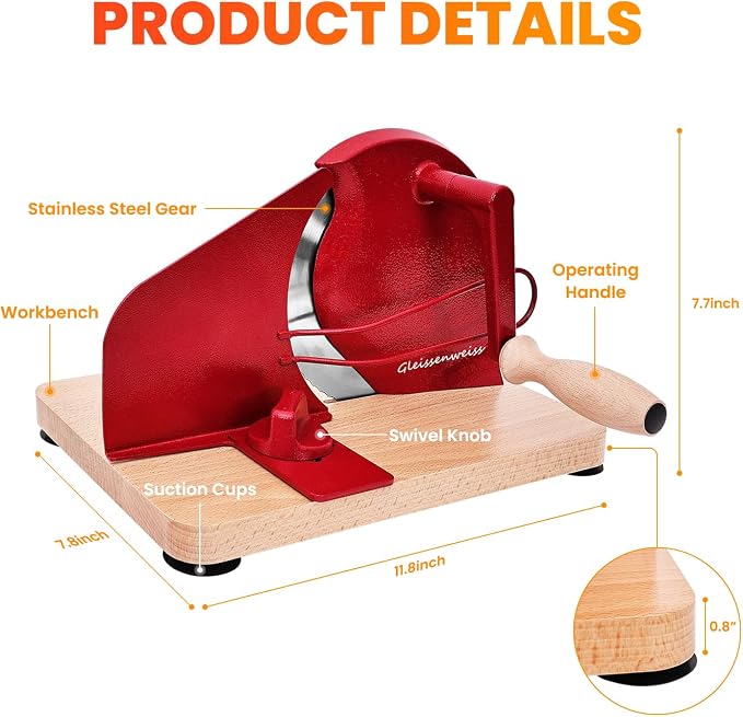 Stainless Steel Bread Slicer, Manual Sourdough Bread Cutter with Hand Crank and Adjustable Thickness, Bread Slicing Tool for Homemade Loaves, Toast, Bagels and Bakery Use