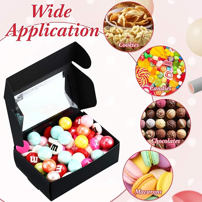 Yexiya 60 Pcs Homemade Soap Boxes 3.55 x 2.4 x 1.2 Inch Kraft Soap Box with Window Mini Gift Packaging Supplies for Homemade Bakery Candy Cookies Party Favor(Black)