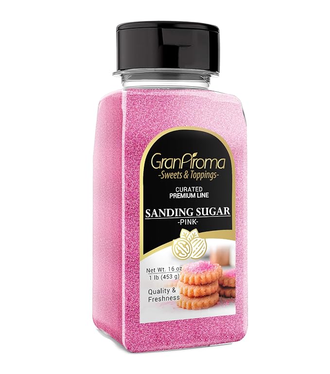 GranAroma Sanding Sugar, Decorative, Cookies & Sweets (White) (1.1 Pound) (Pink)