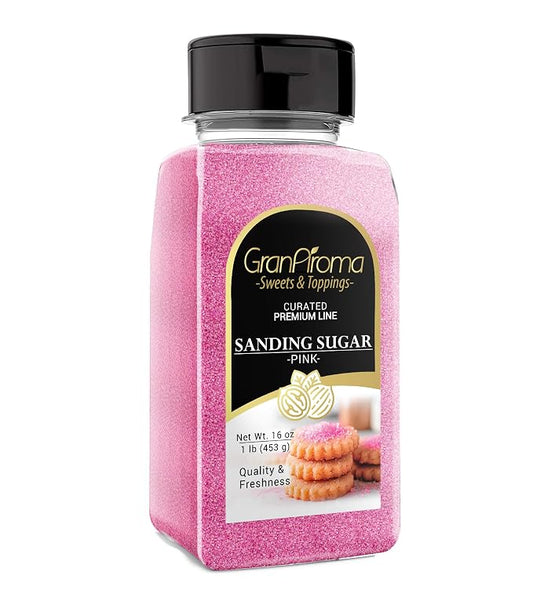 GranAroma Sanding Sugar, Decorative, Cookies & Sweets (White) (1.1 Pound) (Pink)