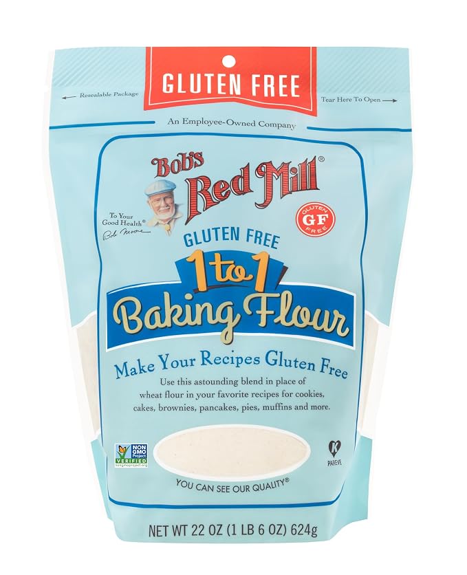Bob's Red Mill Gluten Free 1 to 1 Baking Flour, 22oz (Pack of 4) - Gluten Free, Non GMO, Vegan, Kosher