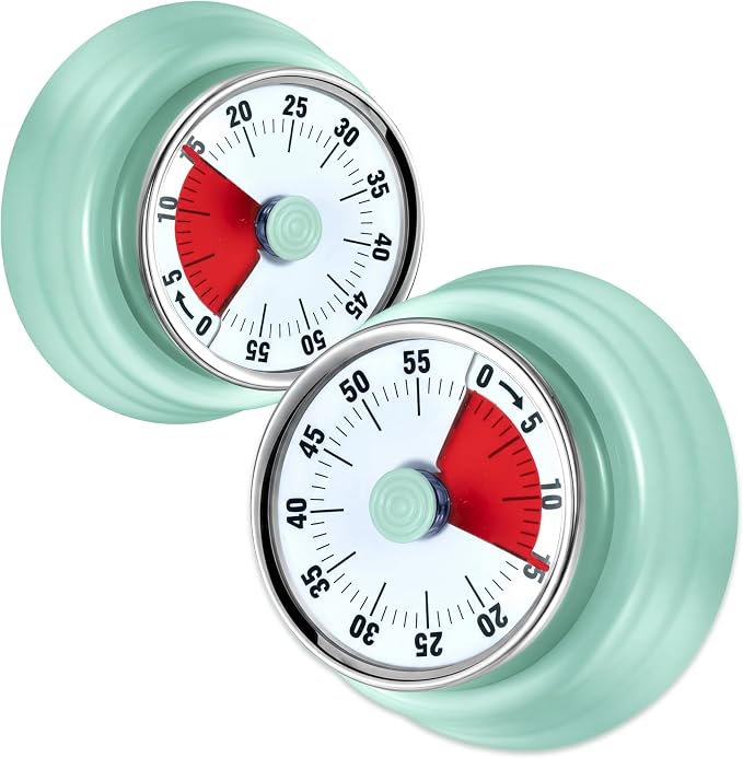60-Minute Magnetic Visual Timer, Silent Operation and No Battery Needed, Time Management Tools for Kitchen, Homeschool Desk, Office Meetings & Home Learning Timer (Green-X2)