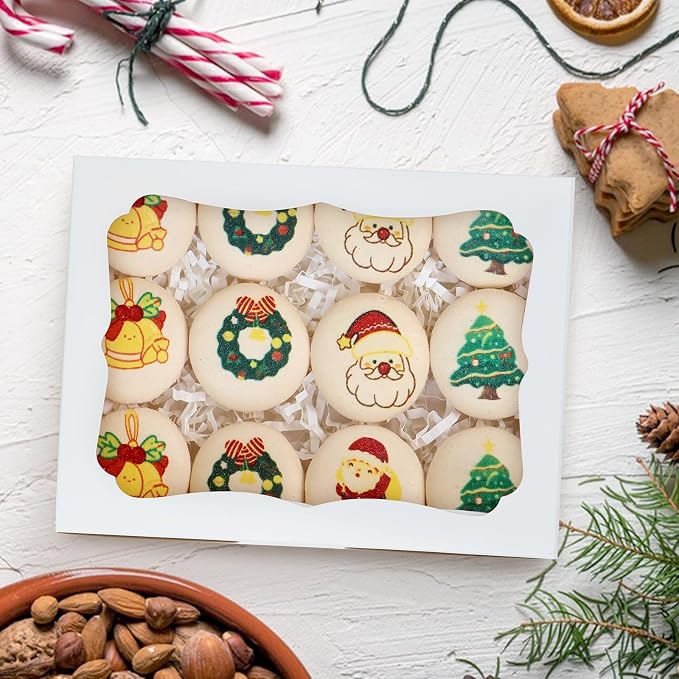 20pcs 8x6x2.5 Inch White Bakery Boxes Cookie Boxes with Window Treat Boxes Dessert Boxes for Cookie,Pastry,Macaron,Donut,Muffins,Chocolate,Cupcake and Candy Gift Giving