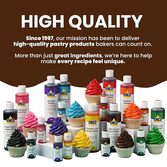 ENCO Food Coloring Gel Dark Brown 1.41 oz (40g) Concentrated, Vegan
