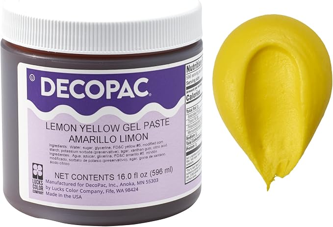 DecoPac Food Coloring | Paste Made In USA With Intense Colors, Food Color (Lemon Yellow) 16oz Lemon Yellow Food Coloring For Bakers