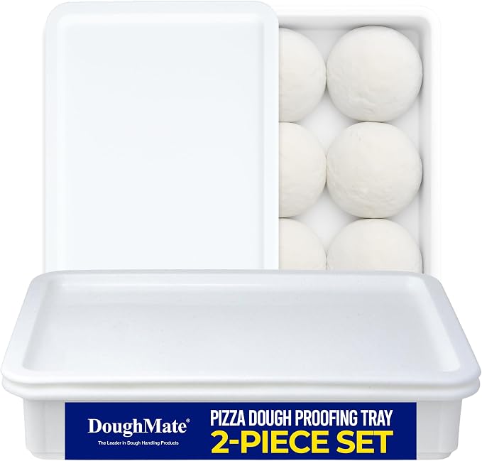 DoughMate® 1 Pizza Dough Proofing Tray with 1 Lid - Holds 6 Dough Balls - Easy to Clean, Durable - NSF® Certified, Made in USA