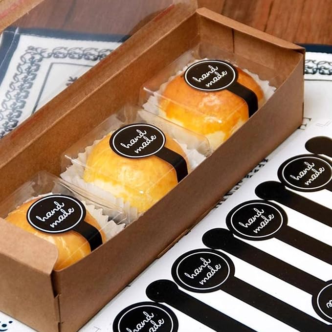 300pcs Black Handmade Food Baking Label Stickers for Baked Goods Packaging (StyleA)