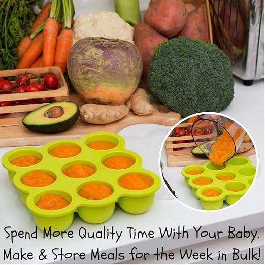 EVLA'S Baby Food Freezer Trays & Reusable Food Pouches Meal Prep Combo for Babies and Toddlers, Baby Food Containers & Meal Storage Perfect for Serving Homemade Healthy Smoothies & Purees