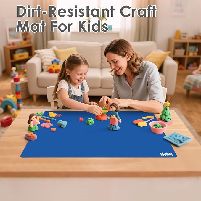 31.5" x 23.6" Extra Large Silicone Mat for Resin Casting, Crafts and Epoxy, Nonstick Silicone Sheet for Jewelry Casting Molds, Countertop Protector Mat Heat Resistant Placemats by Foepoge, Dark Blue