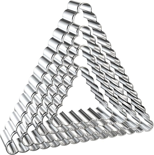 Triangle Cookie Cutter Set with Fluted Edge Large - 5 Inch, 4 Inch, 3 Inch, 2 Inch - Scalloped Wavy Edge Geometric Cookie Cutters Shapes Biscuit Fondant Clay Molds - Stainless Steel