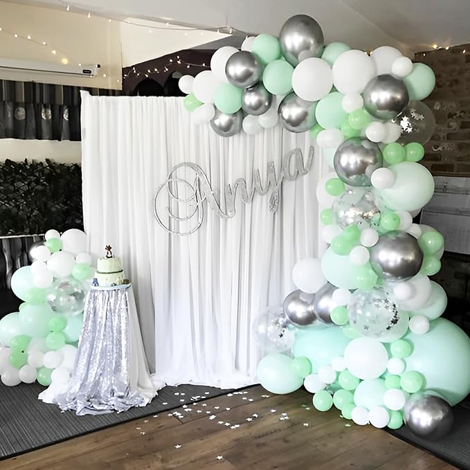 Voircoloria 90pack Mint Green Balloons Different Size 18/12/10/5 Inch Pastel Green Balloon Garland Arch Kit for Baby Shower,Graduation, Wedding, Birthday, Gender Reveal, New Year Decorations