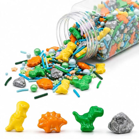 Dinosaur Sprinkles For Cake Decorating,Edible Mix Tyrannosaurus Stegosaurus Dragee For Kids Birthday Party, Colorful Sugar Pearl For Topping Cake Cupcake Cookie Icecream, By HIFUNBK