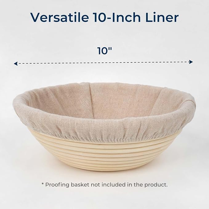 Lorzon 6 Pack Bread Proofing Basket Cover, 10 Inch Round Banneton Liner, Linen Sourdough Bowl Covers for Bread Rising