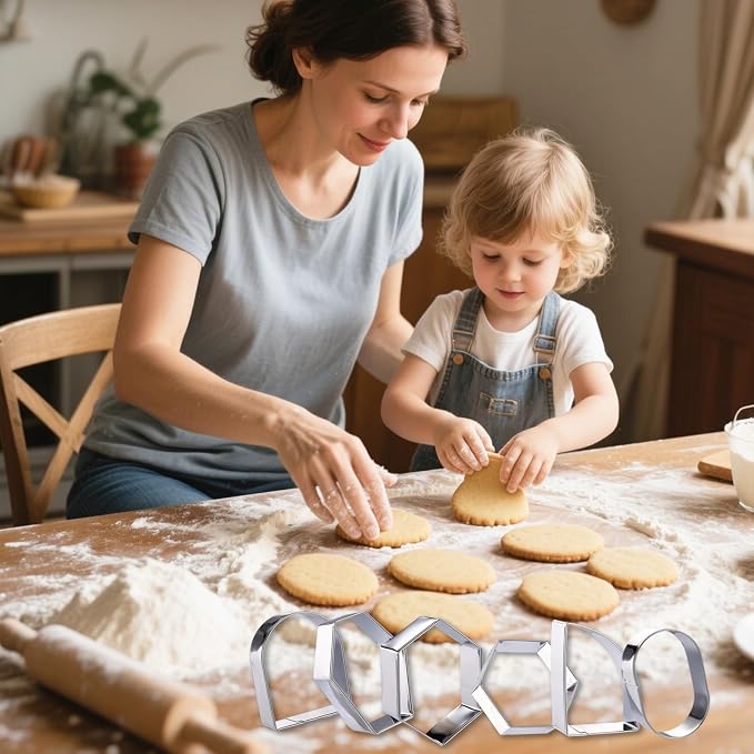 6pcs Geometric Plaque Cookie Cutter, 6 Styles Plaque Biscuit DIY Baking Cookie Cutter Shape Set Kitchen Utensil for Making Biscuit Bread Dough Dessert Mold
