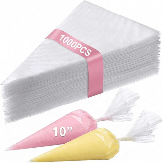 Hushee 1000 Pcs Disposable Piping Bags 10 Inch Thick Tipless Pastry Bags Bulk Non Slip Icing Frosting Bag for Cake Decorating Cookies Royal Icing Baking Supplies