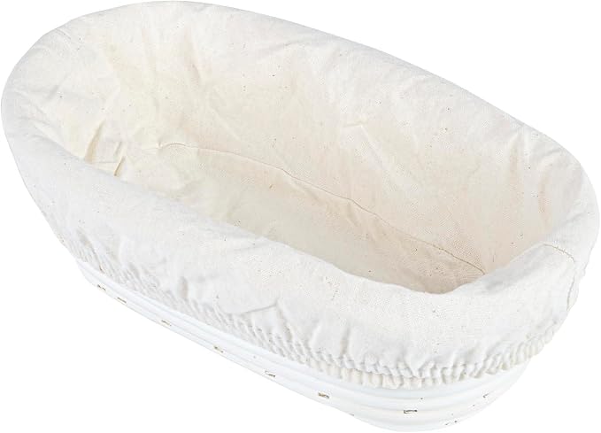 Restaurantware Bread Proofing Baskets 9 Inch Oval Pack of 10 Rattan Dough Fermentation Baskets With Cotton Liners, Oval Banneton Bread Rising Bowls For Home, Commercial, Artisanal Baking