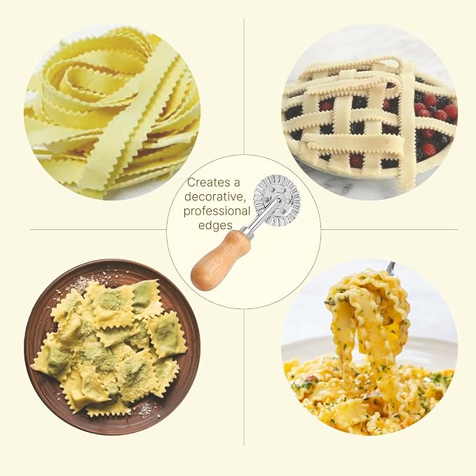 Pastry and Pasta Wheel 1.9 inch – Dough Crimper Ravioli Dumpling Pierogi Cutter – Multi-Purpose Tool for Pizza Baking Cooking and Homemade Meals
