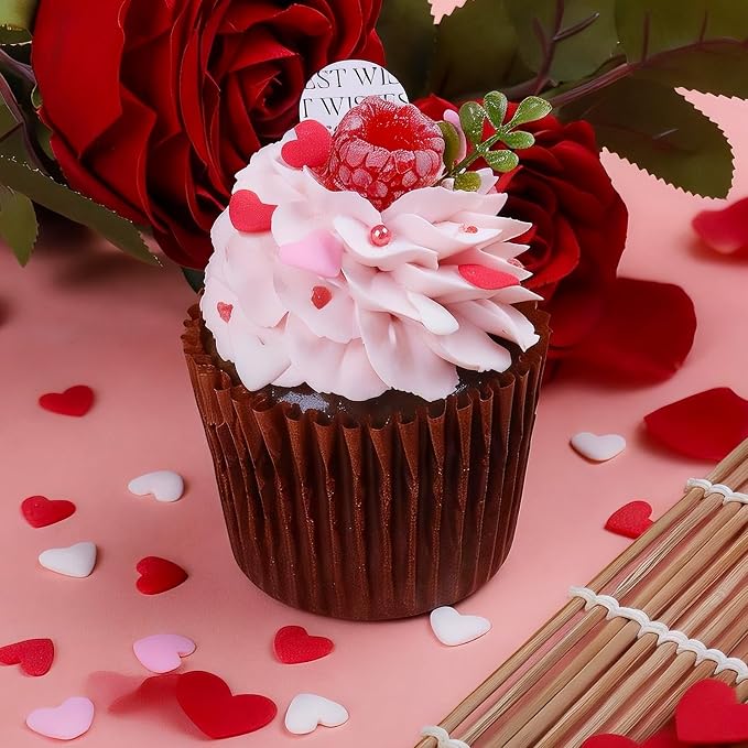 Heart Sprinkles For Cake Decorating, Red Pink and White Edible Heart Shaped Sprinkles, Christmas Valentines Sprinkle Candy for Baking, Ice Cream, Cookies, Cupcake Topper