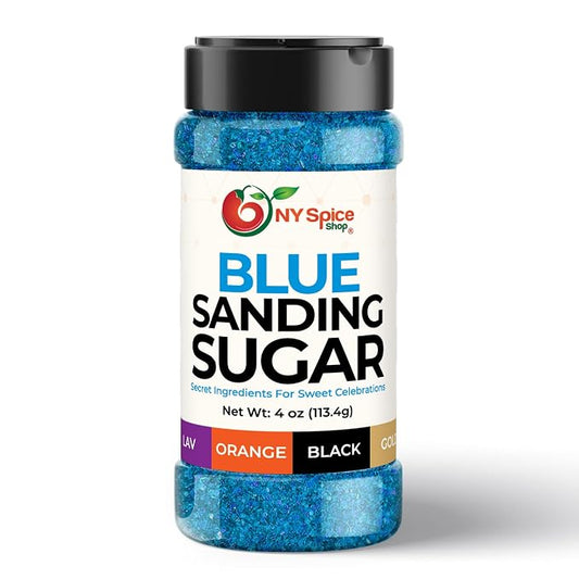 NY Spice Shop Blue Sanding Sugar - 4 Ounce Sweet Colorful Edible Sprinkles For Candy Dish - Sugar Sprinkles For Cake Decorating Basket & Dishes