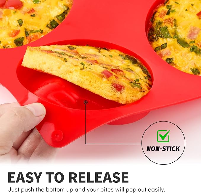 Puyeipt 4 Inch Silicone Egg Molds for Breakfast Sandwiches, 2 Pack Jumbo Muffin Top Pans Non-Stick Round Silicone Molds for Baking Egg Bites, Hamburger Buns, Patties, English Muffins