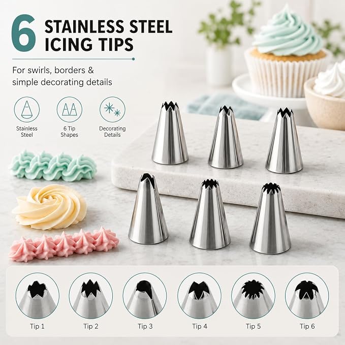 15 PCS Cake Decorating Supplies Set with 2 Reusable Superflex Piping Bags, 6 Stainless Steel Icing Tips, 3 Cake Scrapers, 2 Couplers and Ties for Beginners,Mint Green