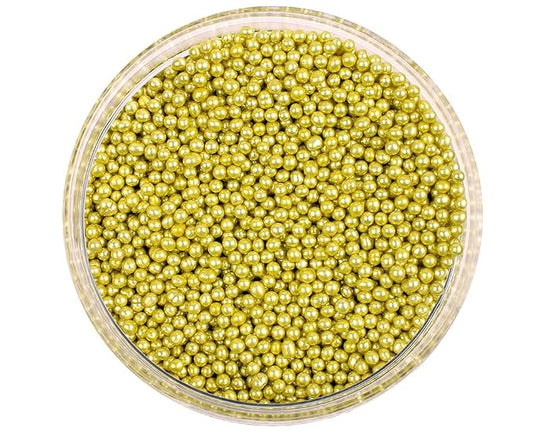 O'Creme Gold Dragees Cake Decorating Supplies for Bakers: Cookie, Cupcake, & Icing Toppings, Bright Metallic Sphere Sprinkles Decoration, Decorating Sugar Balls Accents (3mm, 8oz) Not-Toxic, Non-Edible