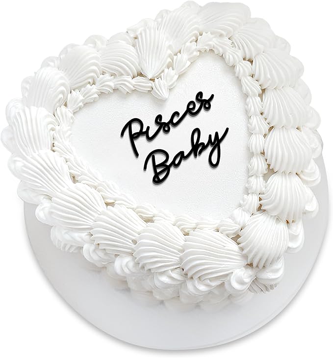 Pisces Cake Topper – Zodiac Birthday Decoration for Pisces Season, Horoscope Party Supplies for Baby or Adult Birthday (Pisces Baby black)