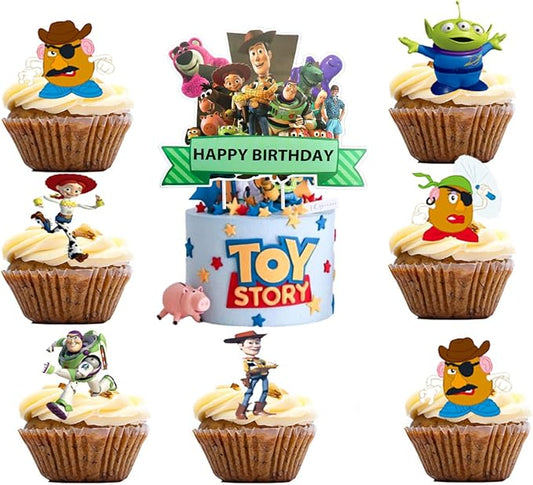 25PCS Cake Toppers Cupcake Toppers Cake Decorations Birthday Party Supplies Decorations (Style 7)