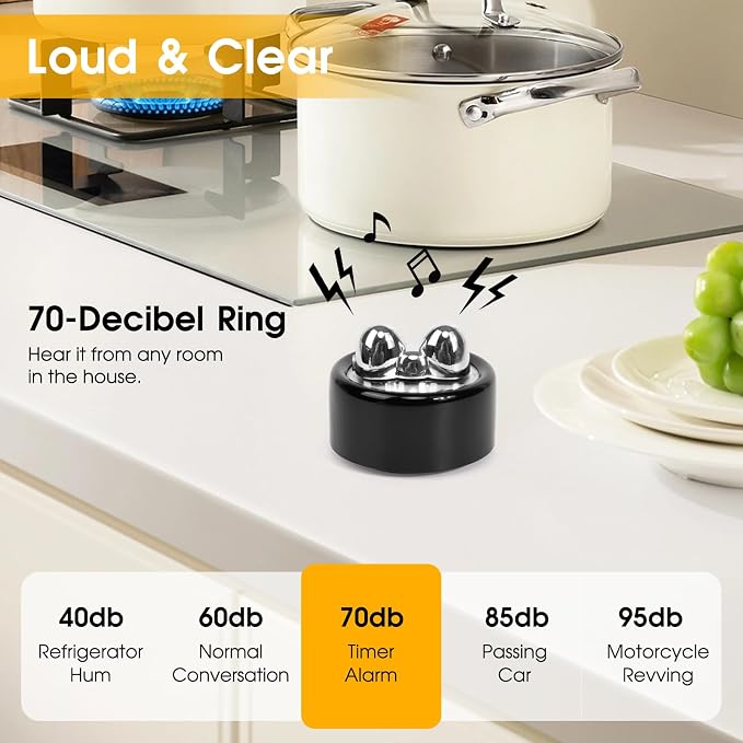 AURDWALL Magnetic Timer for Kitchen - Premium Metal Case Cute Bow Wind Up 55 Minutes Manual Countdown Timer for Kids, Classroom, Home, Study and Cooking (Black)