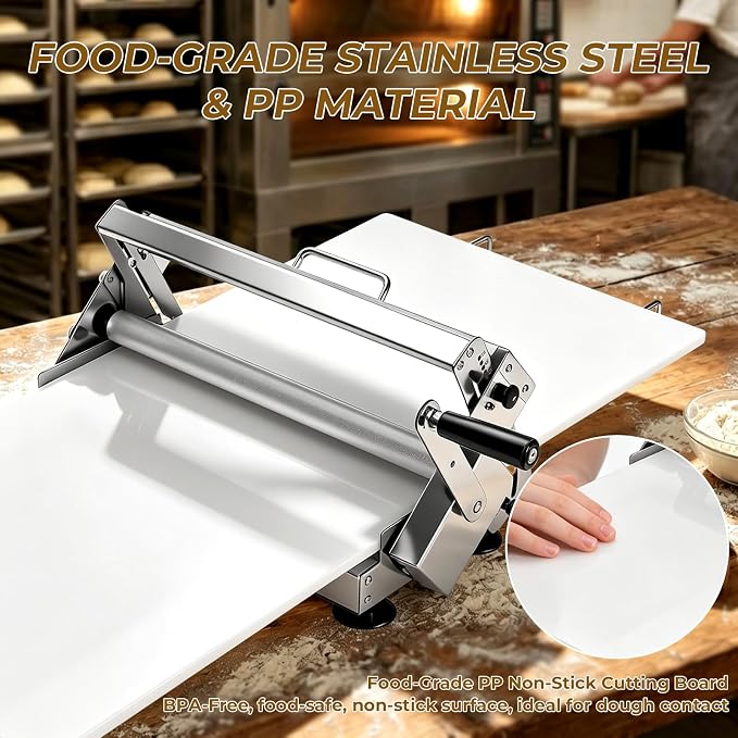 Folding Dough Sheeter Machine, Manual Stainless Steel Dough Roller Machine, 40.5"X22.8" New Pastry Roller for Commercial Home Bakery, Puff Pastry & Pizza