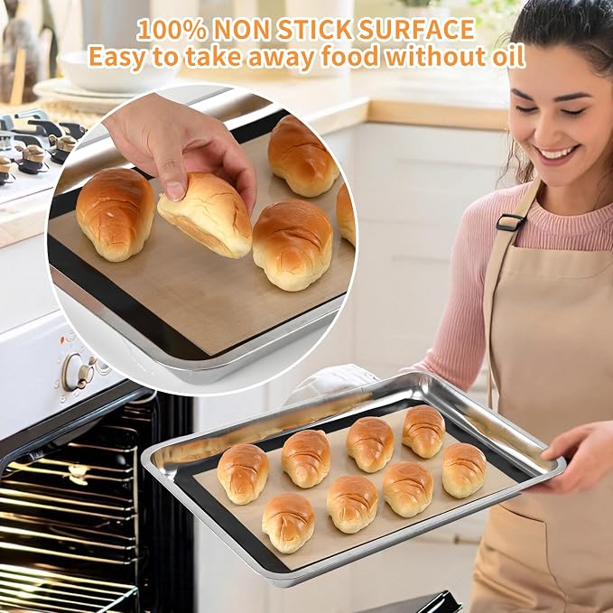 Luckyiren 2-Pack Silicone Baking Mats – Non-Stick Reusable Oven Liners for Half Sheet Pans (16.54" x 11.62"), BPA-Free Silicone, Easy to Clean, for Cookies, Roasted Veggies, Pizza & More