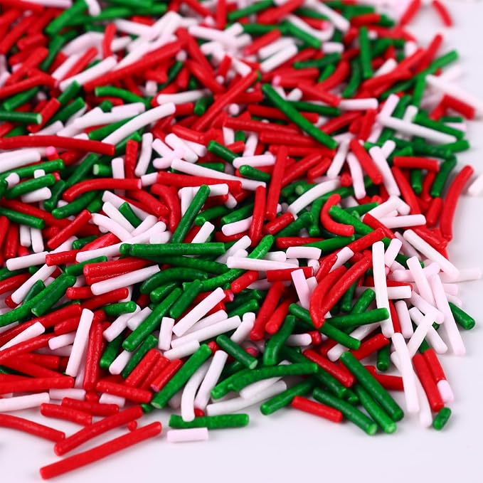 Christmas Jimmies Sprinkles for Cake Decorating 4.2oz Edible Holiday Sprinkles Red Green and White Sprinkles for Cupcake Topper Cookie Chocolate Cake Ice cream Decorations Baking Xmas Party