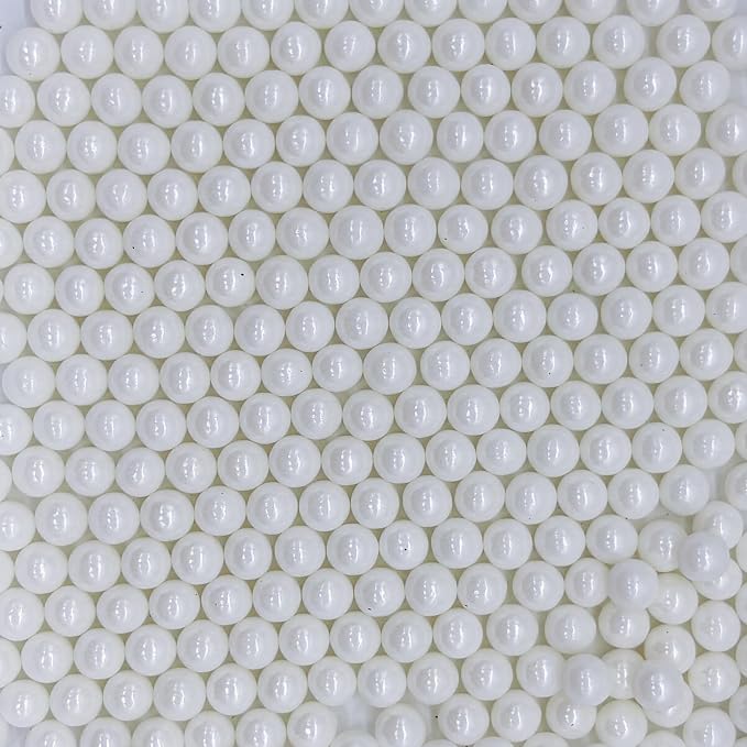 Edible White Pearl Sugar Sprinkles Candy 7mm Mini Pearls Cake Decorations Cupcake Toppers Cookie Decorating Perfect for Wedding Party Valentine Halloween Christmas Supplies 3OZ