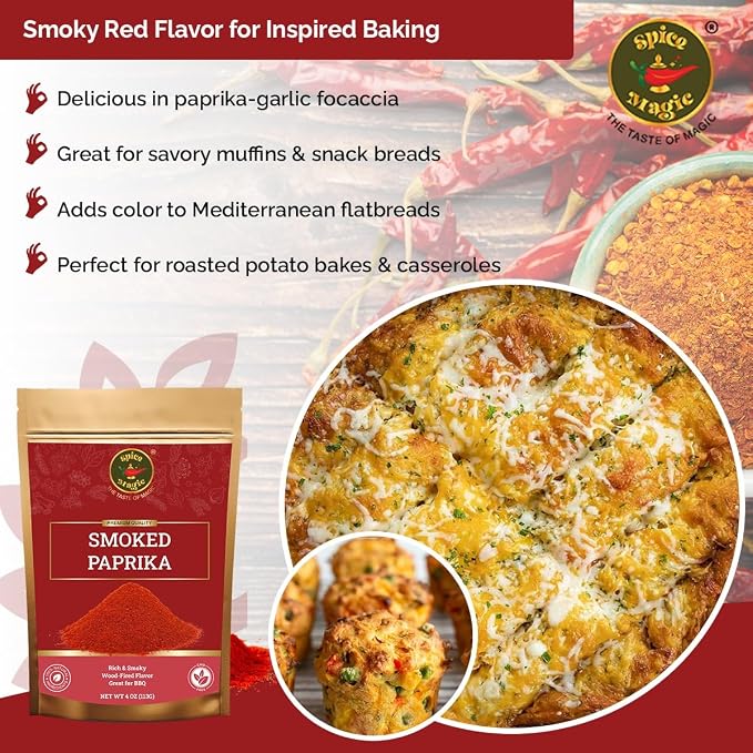 Spice Magic Smoked Paprika, 4 oz (113g) I Oak Wood Smoked & Ground Paprika with Deep Smoky Flavor, Perfect for Meats, Vegetables, and Sauces