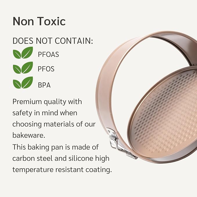 HAPPIELS 8in Springform Pan Nonstick for Oven Baking, PFOA & BPA Free | Springform Cheesecake Pan | Non Toxic Spring Form Cake Mold | Best Nontoxic Non Stick | Leakproof Cake Tin
