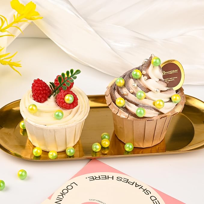 Edible Pearls for Cake Decorating Yellow & Green Sprinkles for Cookies, Baking, Ice Cream, Cupcake Topper Pearl Sprinkles Perfect for Wedding Party Valentines Christmas Holiday Supplies 3.52 Ounce