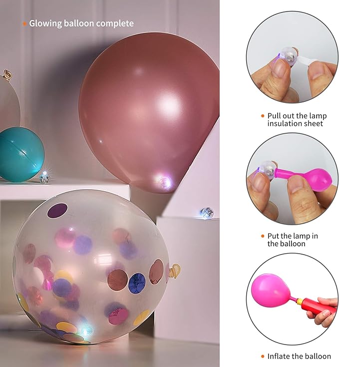 Aogist 50Pcs Balloon Lights with Hook,Long Standby Time,Waterproof Mini Light for Birthday Party Wedding Christmas Halloween Easter Decorative(Steady, Pink)
