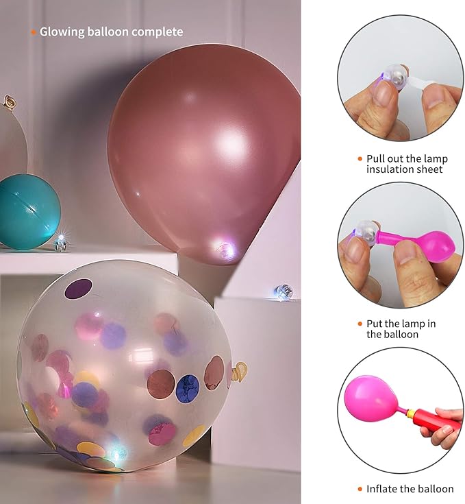 Aogist 100Pcs 10-Colors Balloon Lights with Hook,Long Standby Time,Waterproof Mini Light for Birthday Party Wedding Christmas Halloween Easter Decorative (Steady)
