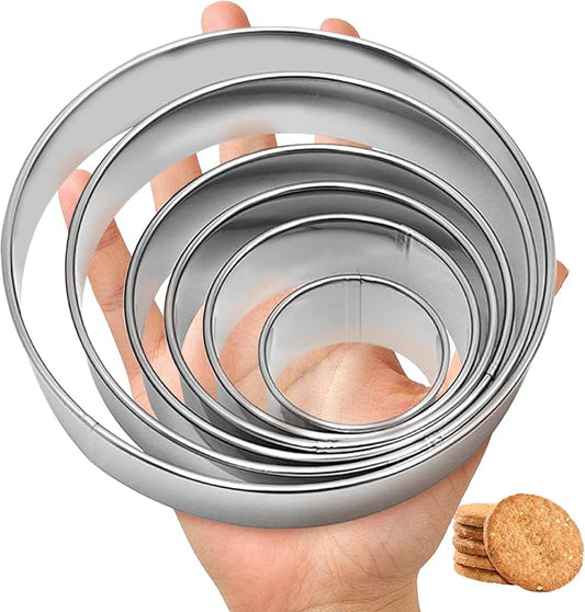 6 Pcs Round Cookie Cutter Set (2, 3, 3.5, 4, 5, 6 Inch), Large Stainless Steel Circle Cookie Donut Cutte
