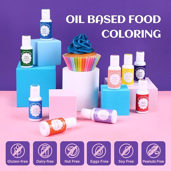 Oil Based Food Coloring for Chocolate, 20ml Edible Navy Blue Oil Based Food Coloring Gel for Cake Decorating, Sugar, Candy Melts, Baking, Cookies, Icing Frosting, Meringues, Cream- 0.7 Fl. Oz(Navy Blue)