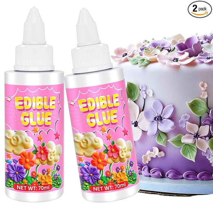 Edible Glue - 5 oz/140ml Super Adhesive Fondant Flowers Edible Adhesive for Cake Decorating, Food-Safe Fast Drying Edible Glue for Fondant, Icing, Sugar Sheets, Cookie, Gingerbread House Decorations