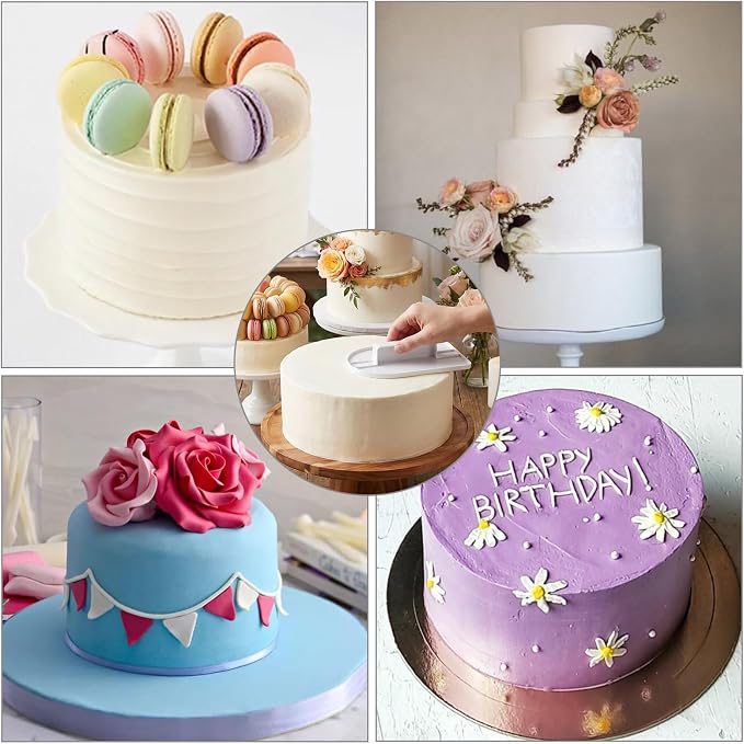2 Pcs Cake Smoother Fondant Tools Cake Scraper Buttercream Smoother Leveller For Beginners & Bakers, Dishwasher Safe Ideal Baking Gift & Tools