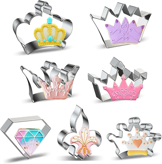 Crown Cookie Cutter Baking Cookie Biscuit Princess Girls Holiday Heart Gifts Decorative Party 3.5" Kitchen Cake Supplies (Queen Crown Cookie Cutters Set)
