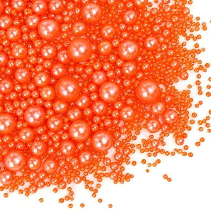 Edible Orange Pearl Sprinkles, Sugar Candy, 130g/4.58oz, Edible Orange Pearls Sprinkles for Cupcake Decorating, Cupcake Toppers, Cake Decorations, Party Holiday Supplies