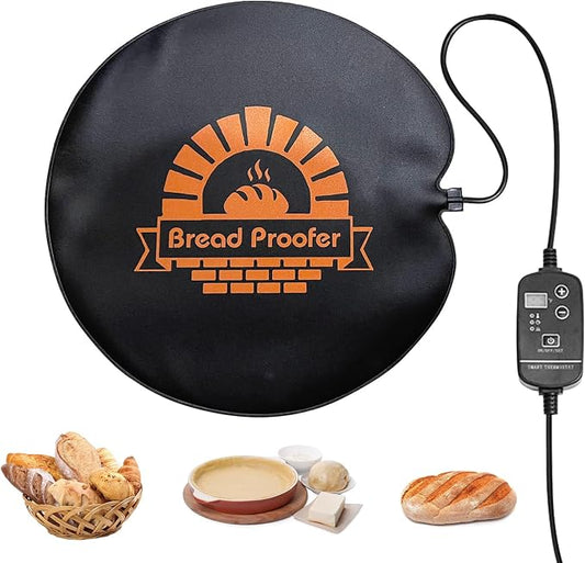 Bread Proofer Warming Mat - Sourdough Warming Mat Sourdough Dough Proofer for Fermenting with Thermostat Control Adjustable Temperature 59°F - 140°F (Round)