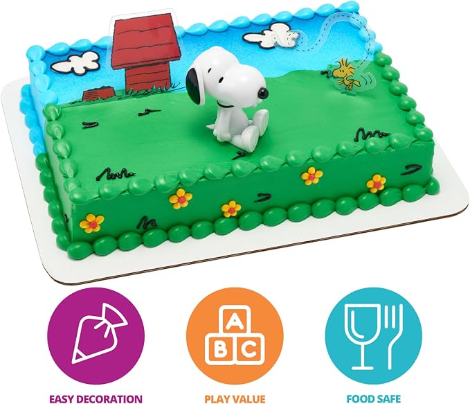 DecoSet® Peanuts® Snoopy® and Woodstock® Cake Topper, 3-Piece Cake Decoration | For Birthday, Parties, Celebration