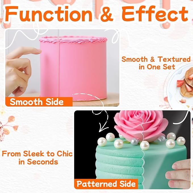7 PCS Cake Scraper Set, Clear Acrylic Cake Smoother Scraper, Clear Cake Combs, Multi-Shape Edges with Connector Rings, for DIY Icing Frosting Buttercream, Baking Tool Kit