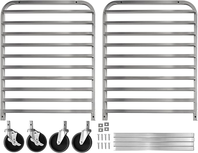 BIEAMA 10-Tier Full Size Sheet Pan Rack, NSF Aluminum Bun Pan Rack | Bakery speed Rack for Home Commercial Kitchen Bakery Cooling, 4 Wheels